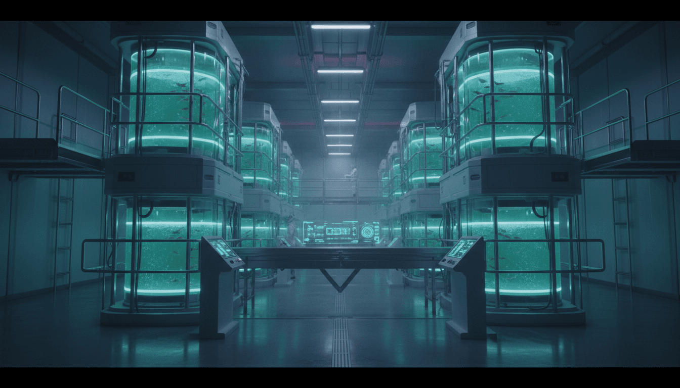 Futuristic smart shrimp farm tanks
