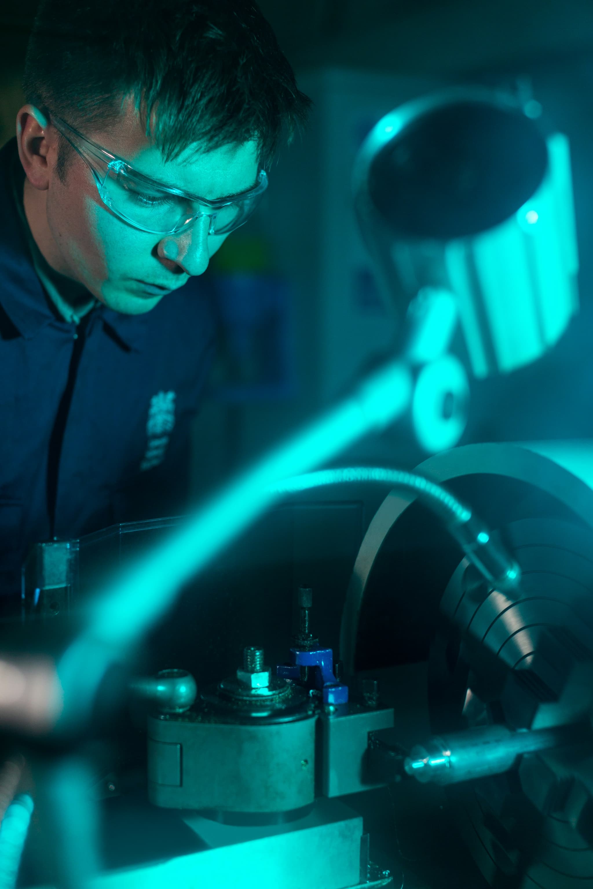 Lab researcher with equipment